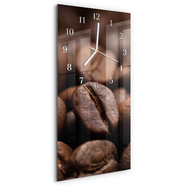 Ceas vertical de perete din sticlă Boabe de cafea