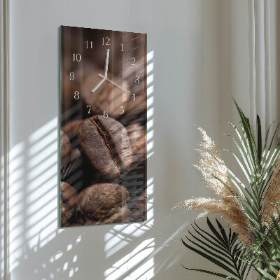 Ceas vertical de perete din sticlă Boabe de cafea