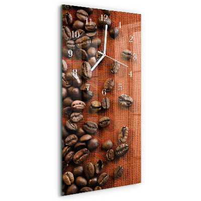 Ceas vertical de perete din sticlă Boabe de cafea