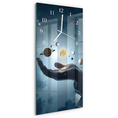 Ceas vertical de perete din sticlă Mâna Planetei