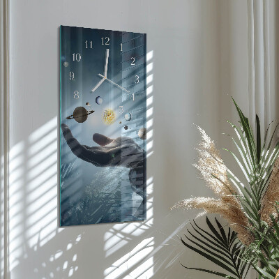 Ceas vertical de perete din sticlă Mâna Planetei