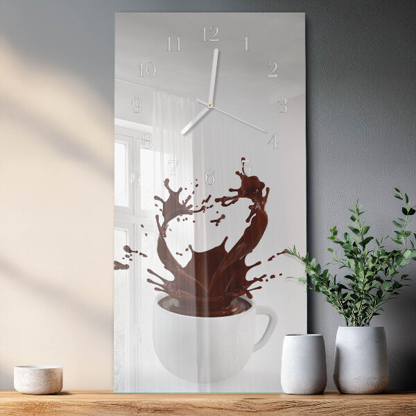 Ceas vertical de perete din sticlă Cafea