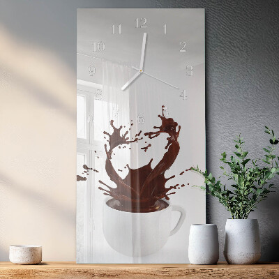 Ceas vertical de perete din sticlă Cafea