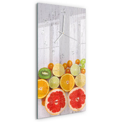 Ceas vertical de perete din sticlă Fructe