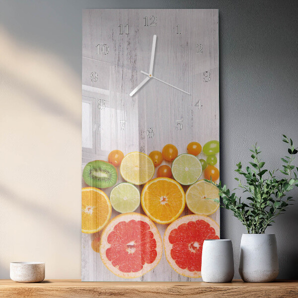 Ceas vertical de perete din sticlă Fructe