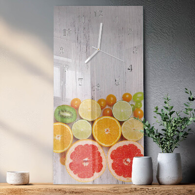 Ceas vertical de perete din sticlă Fructe