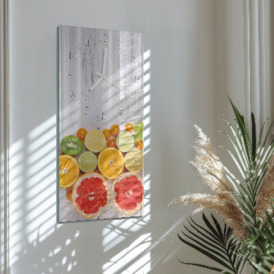 Ceas vertical de perete din sticlă Fructe