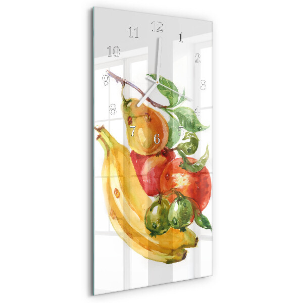 Ceas vertical de perete din sticlă Fructe