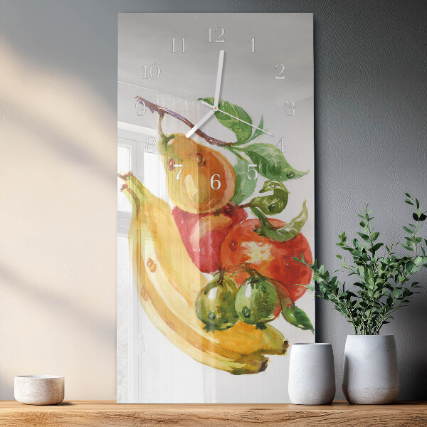 Ceas vertical de perete din sticlă Fructe