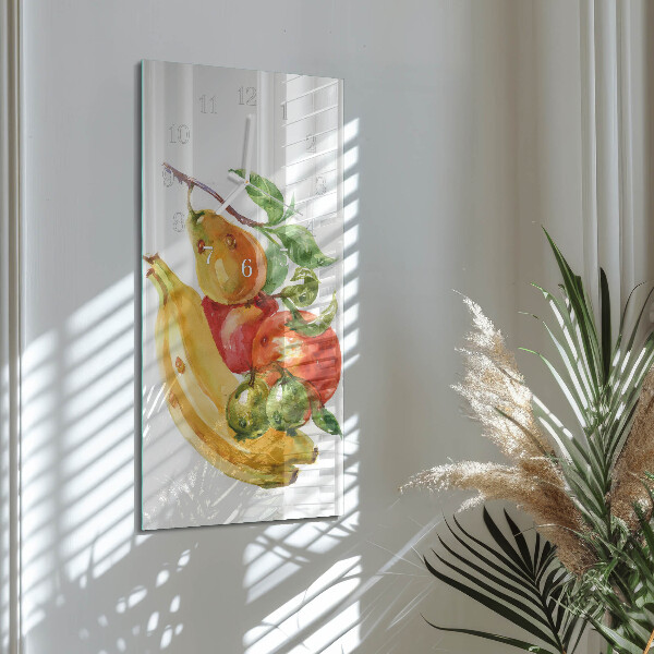 Ceas vertical de perete din sticlă Fructe