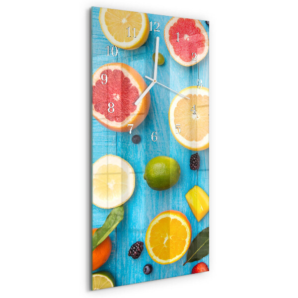 Ceas vertical de perete din sticlă Fructe