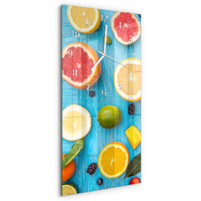 Ceas vertical de perete din sticlă Fructe
