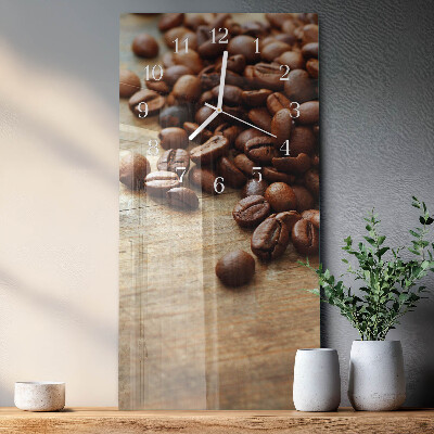 Ceas vertical de perete din sticlă Boabe de cafea