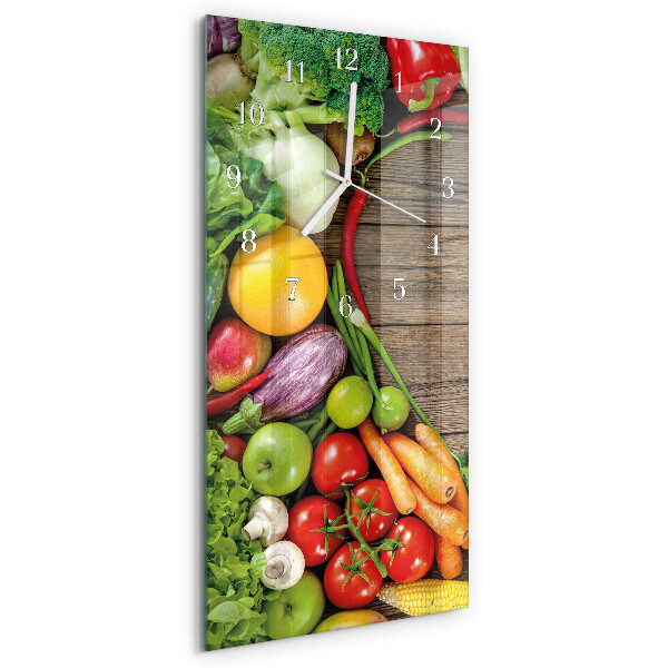 Ceas vertical de perete din sticlă Legume