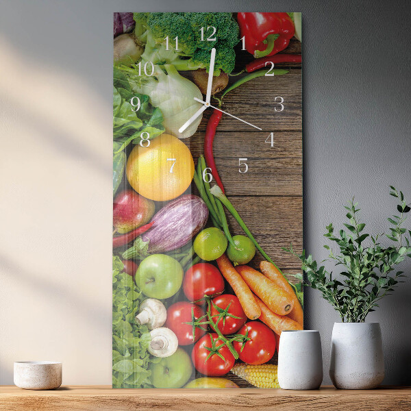 Ceas vertical de perete din sticlă Legume