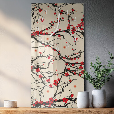 Ceas vertical de perete din sticlă Model floral