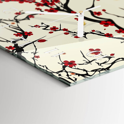 Ceas vertical de perete din sticlă Model floral