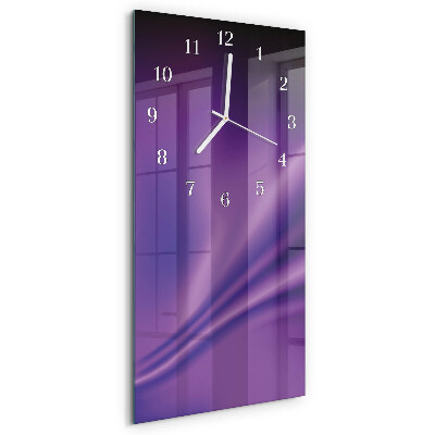 Ceas vertical de perete din sticlă Valuri de violet