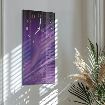 Ceas vertical de perete din sticlă Valuri de violet