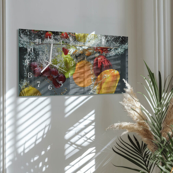 Ceas orizontale de perete din sticlă Fructe