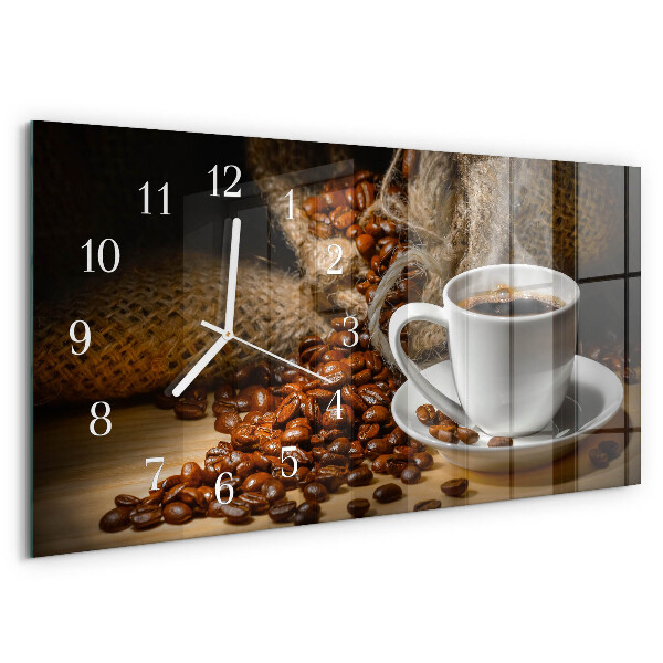 Ceas orizontale de perete din sticlă Cafea