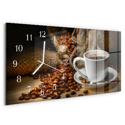 Ceas orizontale de perete din sticlă Cafea