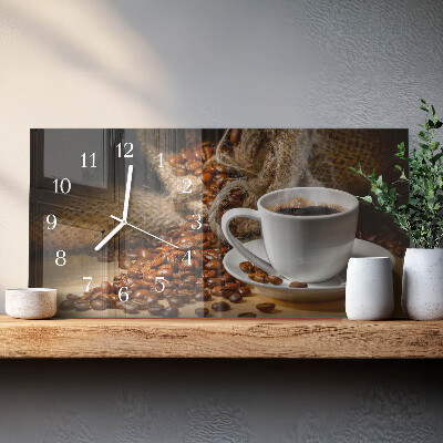 Ceas orizontale de perete din sticlă Cafea