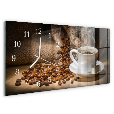 Ceas orizontale de perete din sticlă Cafea