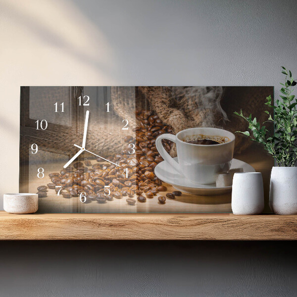 Ceas orizontale de perete din sticlă Cafea