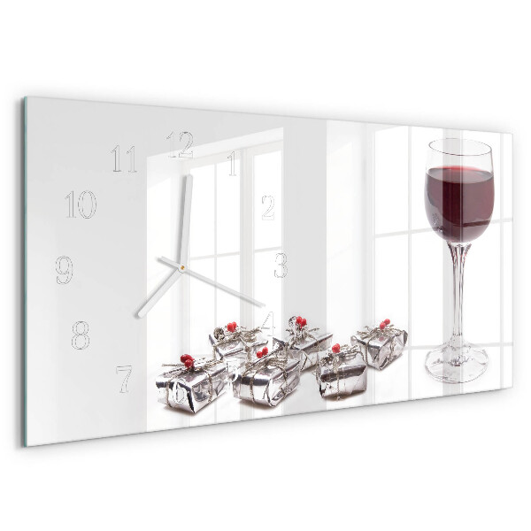 Ceas orizontale de perete din sticlă Pahar de vin