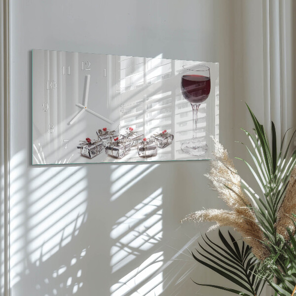 Ceas orizontale de perete din sticlă Pahar de vin