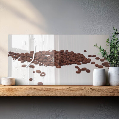 Ceas orizontale de perete din sticlă Boabe de cafea
