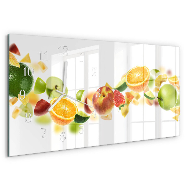 Ceas orizontale de perete din sticlă Amestec de fructe