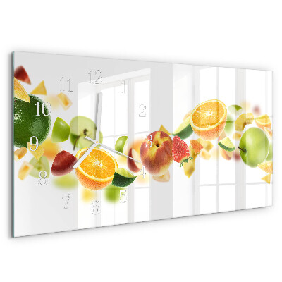 Ceas orizontale de perete din sticlă Amestec de fructe
