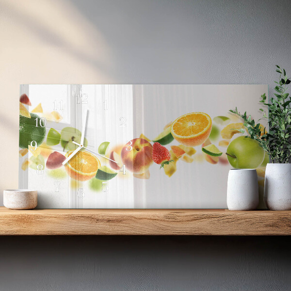 Ceas orizontale de perete din sticlă Amestec de fructe