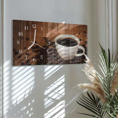 Ceas orizontale de perete din sticlă Cafea fierbinte