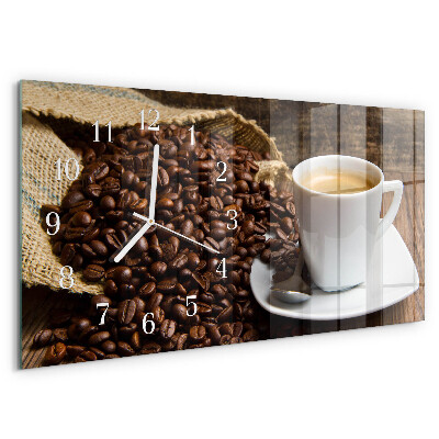 Ceas orizontale de perete din sticlă Cafea