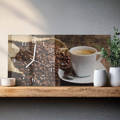 Ceas orizontale de perete din sticlă Cafea