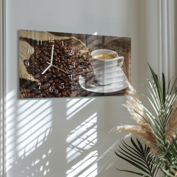 Ceas orizontale de perete din sticlă Cafea