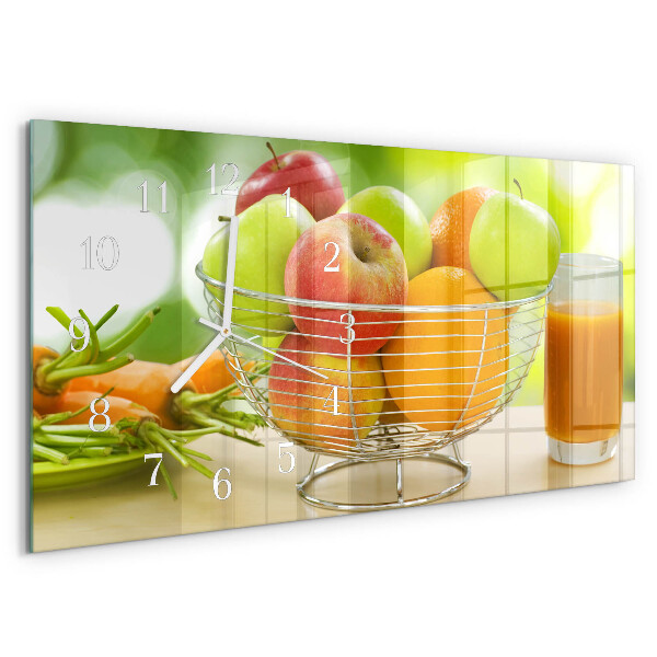 Ceas orizontale de perete din sticlă Fructe și suc