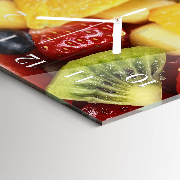 Ceas orizontale de perete din sticlă Salată de fructe