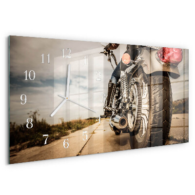 Ceas orizontale de perete din sticlă Motocicletă