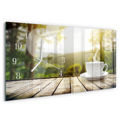 Ceas orizontale de perete din sticlă Cafea