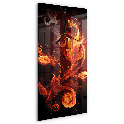 Ceas din sticlă dreptunghiular vertical Flori abstracte