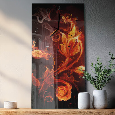 Ceas din sticlă dreptunghiular vertical Flori abstracte