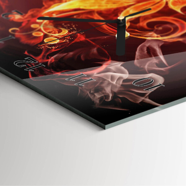 Ceas din sticlă dreptunghiular vertical Flori abstracte