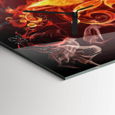 Ceas din sticlă dreptunghiular vertical Flori abstracte