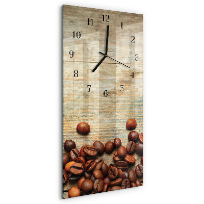 Ceas din sticlă dreptunghiular vertical Boabe de cafea din lemn