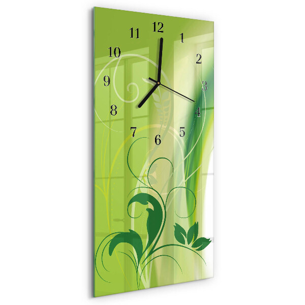 Ceas din sticlă dreptunghiular vertical Model floral