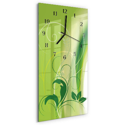Ceas din sticlă dreptunghiular vertical Model floral